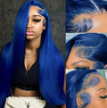 Blue human hair wig